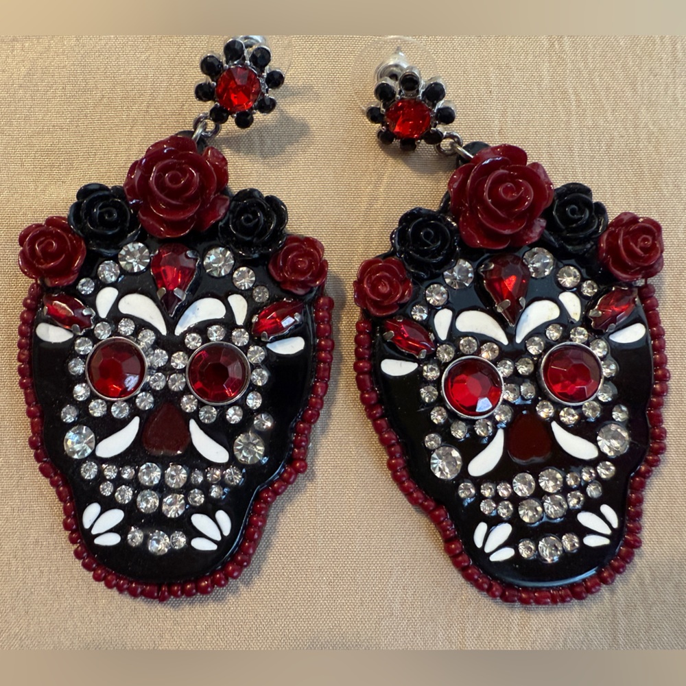 Torrid Red and Black Skull Earrings